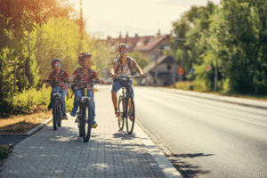 ride a bike on the sidewalk