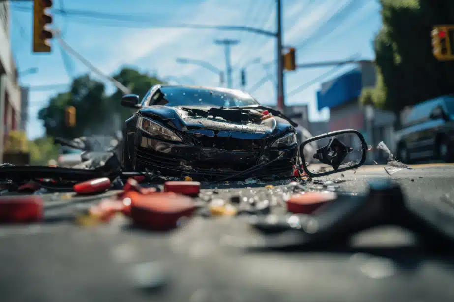 car crash scene in tampa caused by distracted driver traumatic brain injuries spinal cord injuries broken bones serious motor vehicle collision