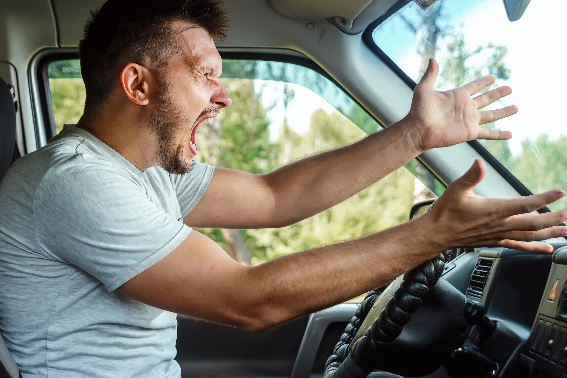 driver screaming in motor vehicle accident while driving aggressively in tampa