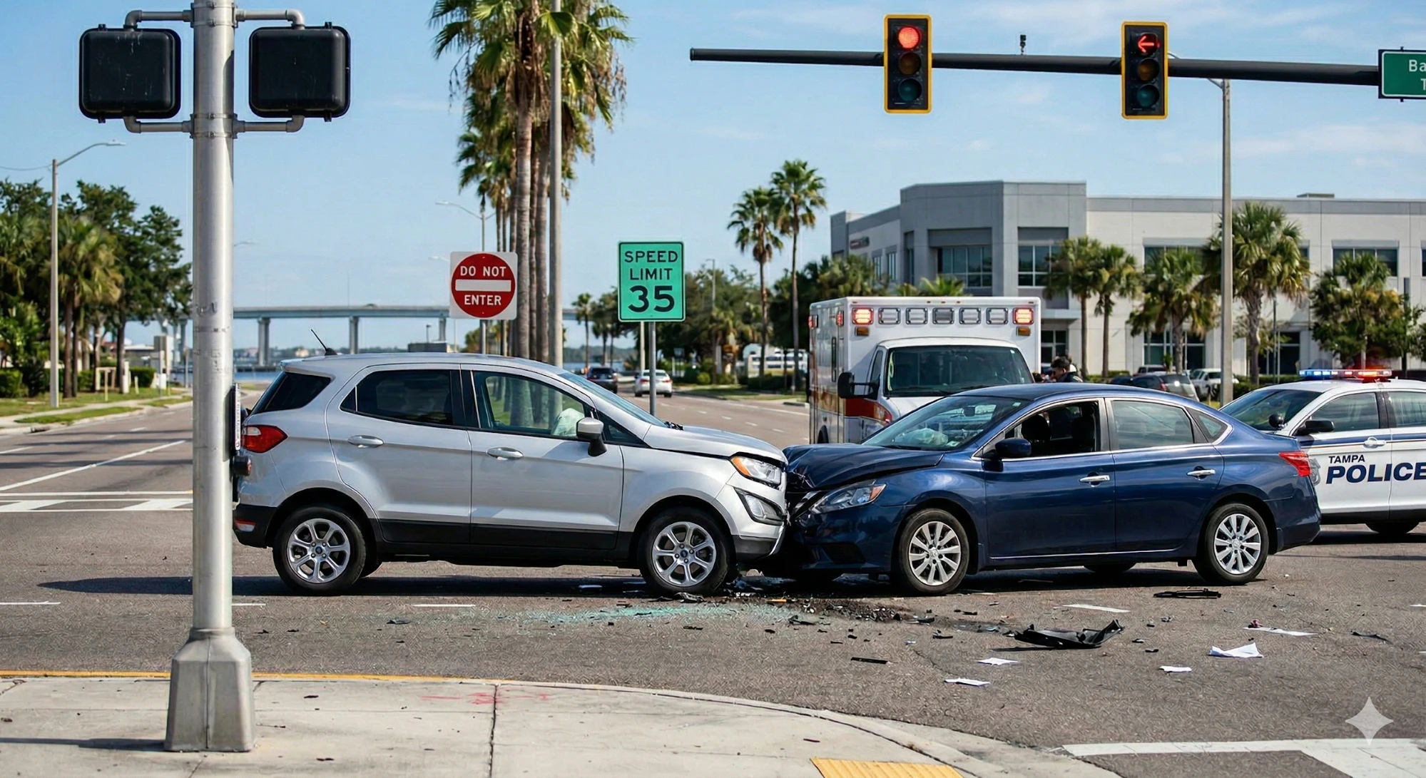 Caso de accidente de coche de alquiler por incumplimiento de las leyes de tráfico de Florida